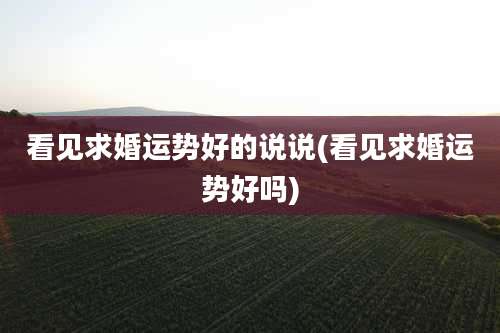 看见求婚运势好的说说(看见求婚运势好吗)