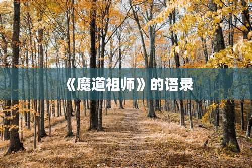 《魔道祖师》的语录
