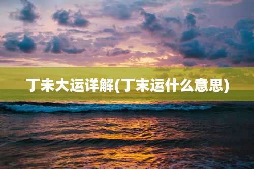 丁未大运详解(丁末运什么意思)