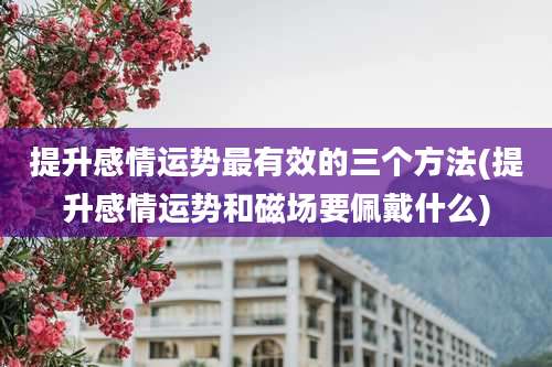 提升感情运势最有效的三个方法(提升感情运势和磁场要佩戴什么)