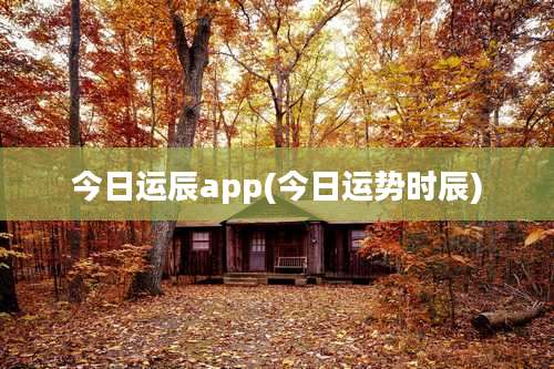 今日运辰app(今日运势时辰)