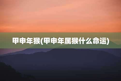 甲申年猴(甲申年属猴什么命运)