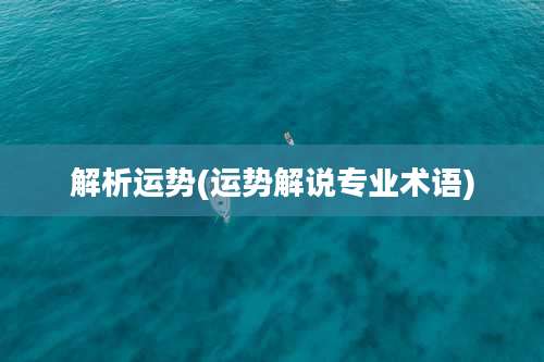 解析运势(运势解说专业术语)