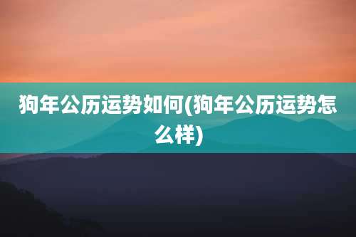 狗年公历运势如何(狗年公历运势怎么样)