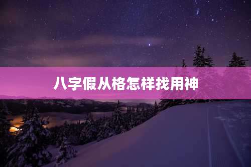 八字假从格怎样找用神