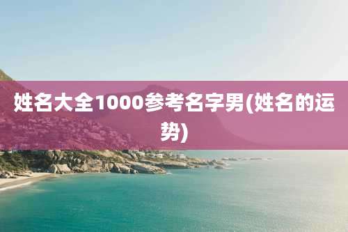 姓名大全1000参考名字男(姓名的运势)