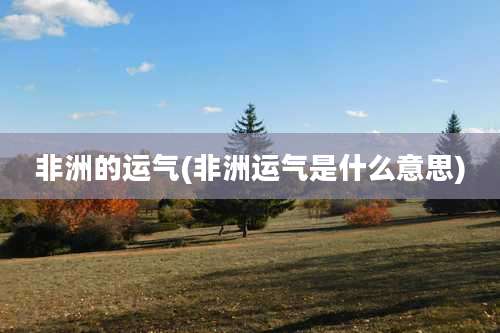 非洲的运气(非洲运气是什么意思)