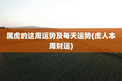 属虎的这周运势及每天运势(虎人本周财运)