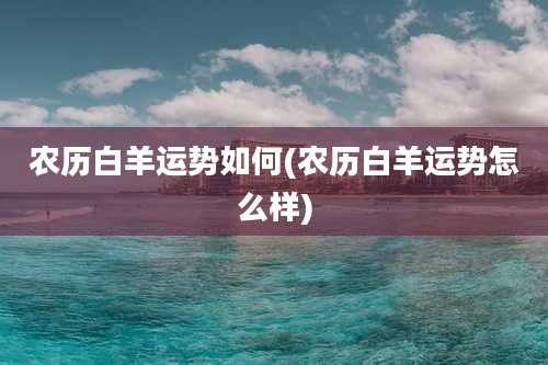 农历白羊运势如何(农历白羊运势怎么样)