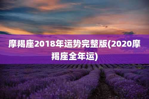 摩羯座2018年运势完整版(2020摩羯座全年运)