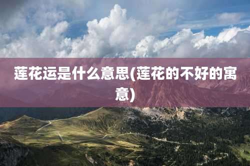 莲花运是什么意思(莲花的不好的寓意)