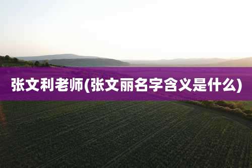 张文利老师(张文丽名字含义是什么)