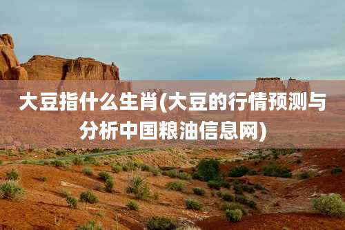 大豆指什么生肖(大豆的行情预测与分析中国粮油信息网)