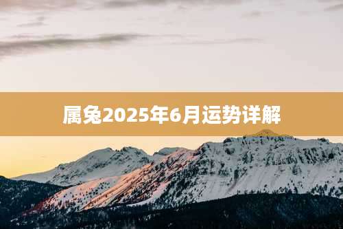属兔2025年6月运势详解