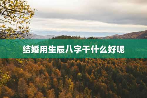 结婚用生辰八字干什么好呢