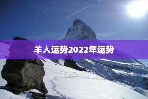 羊人运势2022年运势