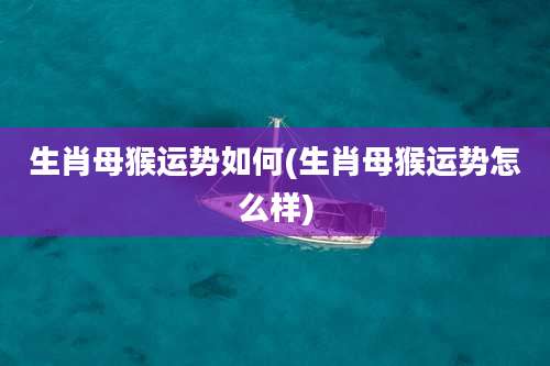 生肖母猴运势如何(生肖母猴运势怎么样)