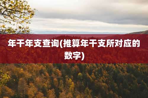 年干年支查询(推算年干支所对应的数字)