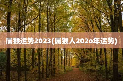 属猴运势2023(属猴人202o年运势)