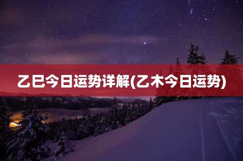 乙巳今日运势详解(乙木今日运势)