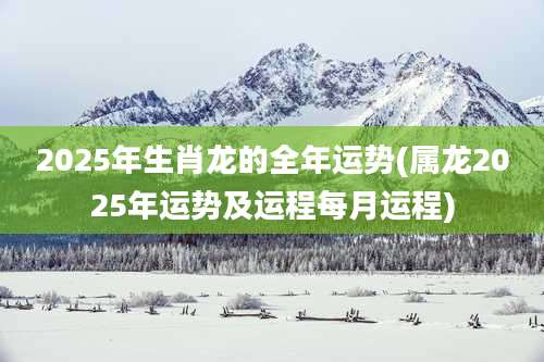 2025年生肖龙的全年运势(属龙2025年运势及运程每月运程)