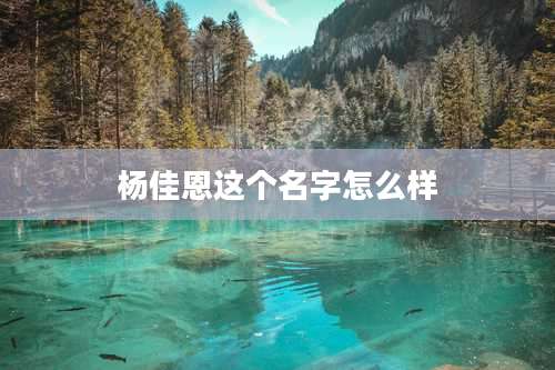杨佳恩这个名字怎么样
