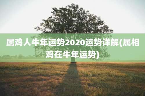 属鸡人牛年运势2020运势详解(属相鸡在牛年运势)