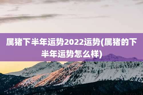 属猪下半年运势2022运势(属猪的下半年运势怎么样)