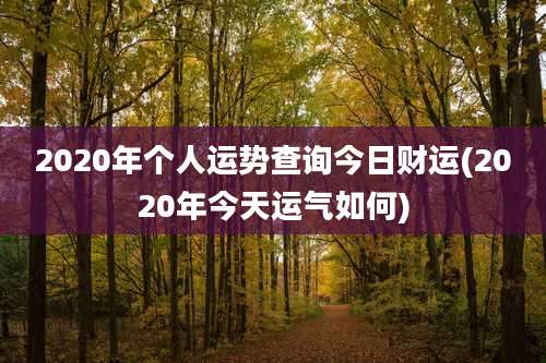 2020年个人运势查询今日财运(2020年今天运气如何)