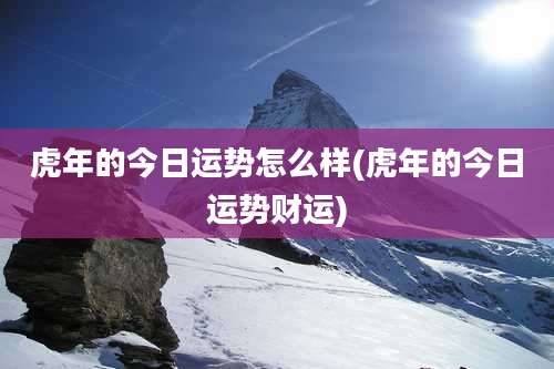 虎年的今日运势怎么样(虎年的今日运势财运)
