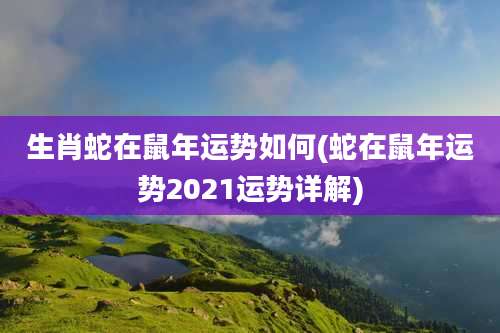生肖蛇在鼠年运势如何(蛇在鼠年运势2021运势详解)