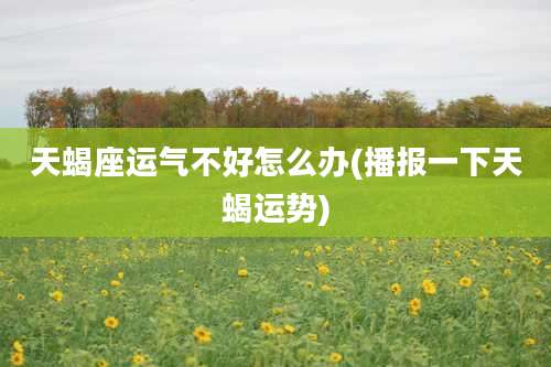 天蝎座运气不好怎么办(播报一下天蝎运势)