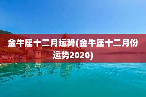 金牛座十二月运势(金牛座十二月份运势2020)