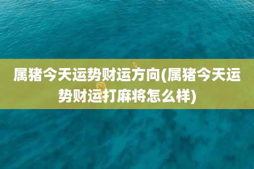 属猪今天运势财运方向(属猪今天运势财运打麻将怎么样)