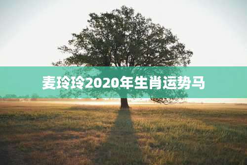 麦玲玲2020年生肖运势马