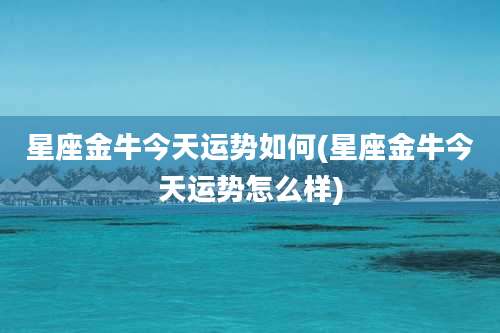 星座金牛今天运势如何(星座金牛今天运势怎么样)