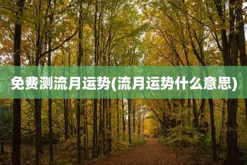 免费测流月运势(流月运势什么意思)