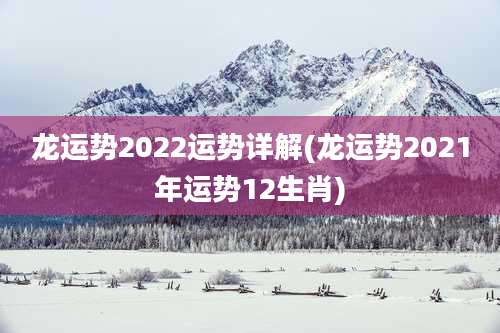 龙运势2022运势详解(龙运势2021年运势12生肖)