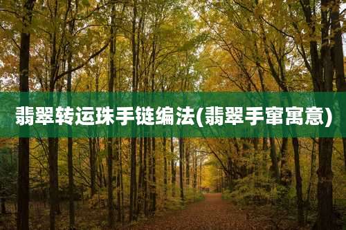 翡翠转运珠手链编法(翡翠手窜寓意)