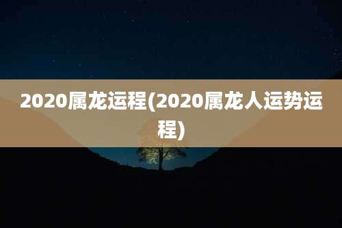 2020属龙运程(2020属龙人运势运程)