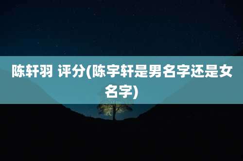 陈轩羽 评分(陈宇轩是男名字还是女名字)