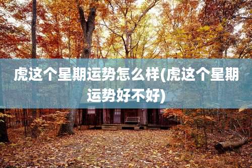 虎这个星期运势怎么样(虎这个星期运势好不好)