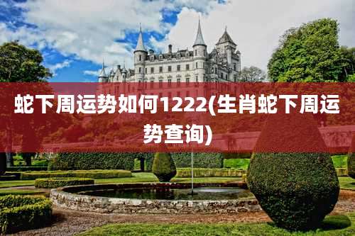 蛇下周运势如何1222(生肖蛇下周运势查询)