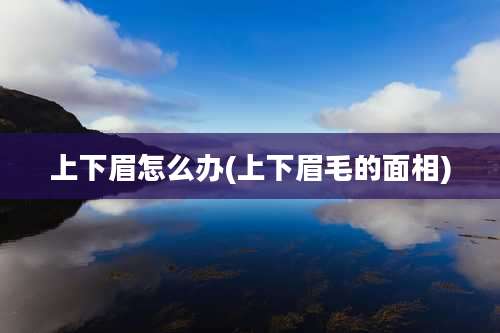 上下眉怎么办(上下眉毛的面相)