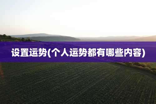 设置运势(个人运势都有哪些内容)