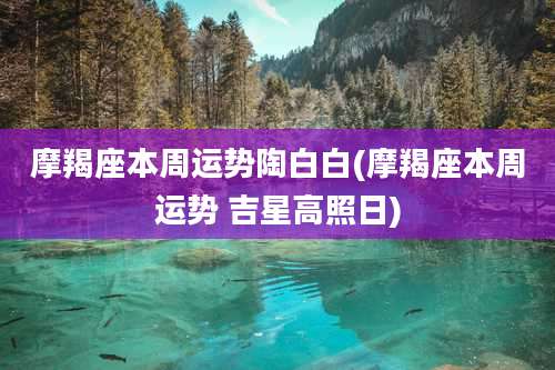 摩羯座本周运势陶白白(摩羯座本周运势 吉星高照日)