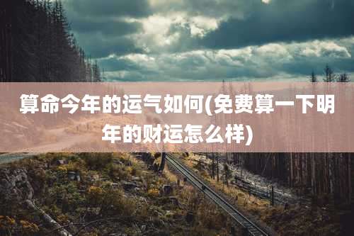 算命今年的运气如何(免费算一下明年的财运怎么样)