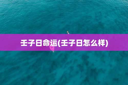壬子日命运(壬子日怎么样)