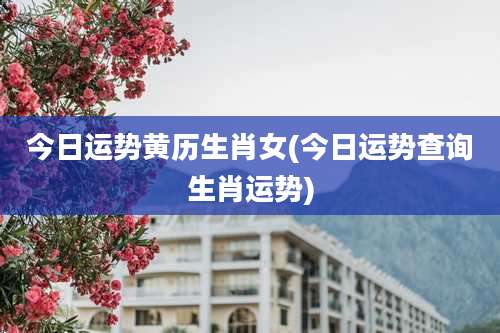 今日运势黄历生肖女(今日运势查询生肖运势)