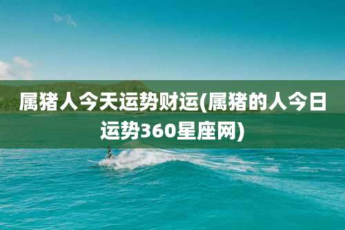 属猪人今天运势财运(属猪的人今日运势360星座网)
